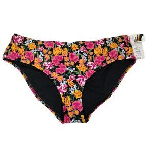 Time and Tru Womens 2XL Blooming Floral Mid Rise Ruched Back Bikini Bottom